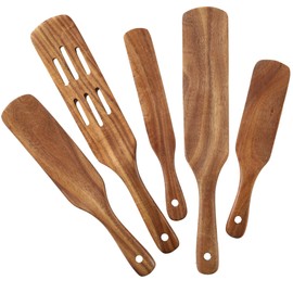 MESSON Spurtle Set, 5 Pcs Premium Wood Spurtles Kitchen Tools Wooden Spatula Spoons Utensils Set for Nonstick Cookware Instant Pot Cooking Baking