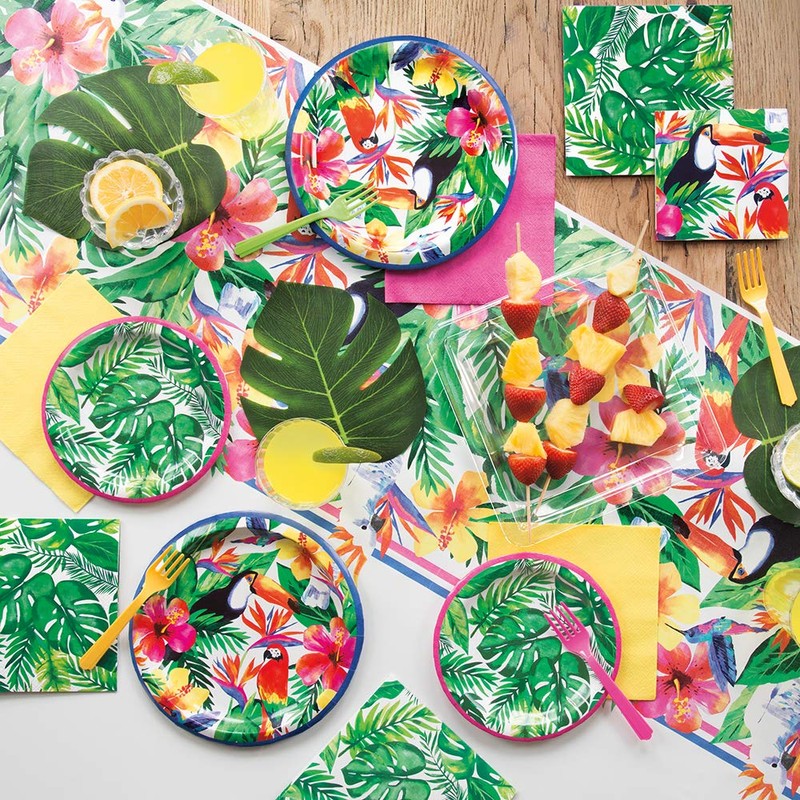 Unique Palm Tropical Luau Plastic Rectangular Table Cover - 54"