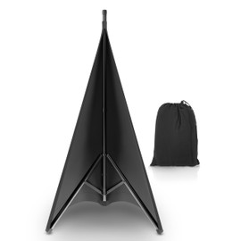 Pyle Universal DJ Tripod Scrim Cover – Double-Sided Black Speaker Stand Skirt, Stretchable Lycra Spandex, Conceals Cables/Wires, Hook & Loop Fasteners, Fits Stands Up to 75” x 43”