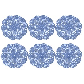 uxcell 6Pcs Crochet Doilies Handmade Tray Doilies 7.8" Round Cloth Placemats Lace Coasters for Crafts, Daily Use, Festivals, Home Decoration, Blue