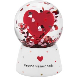 Gruss & CO Dream Globe with Heart Man Motif, Snow Globe with Glitter, Saying on the Base, Height 6.5 cm, Polyresin, 73801