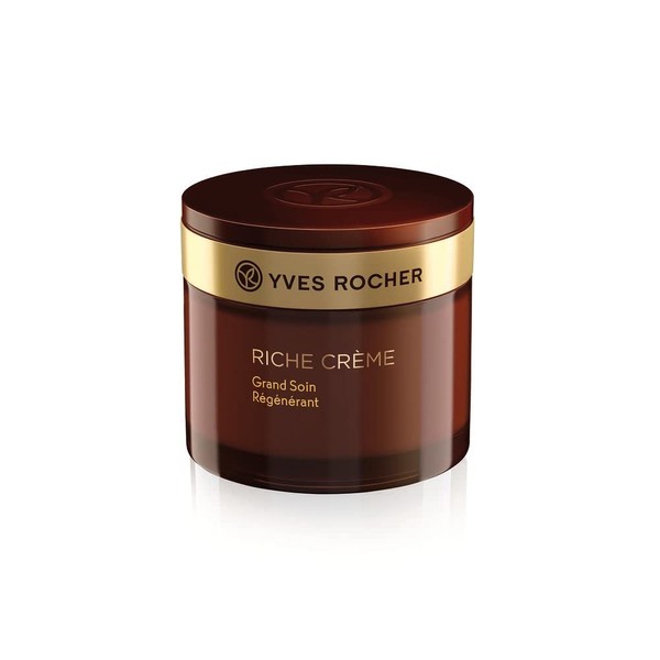 Yves Rocher Crema hidratante facial Riche Crème Anti-envejecimiento Intense Regeneradora de día y noche con aceites preciosos, para piel madura + piel seca, frasco de 2.5 fl oz