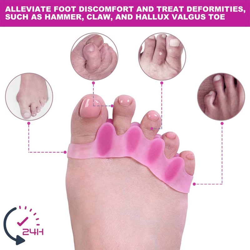 Toe Spacers(2 Pair), Gel Toe Separators to Correct Toes, Bunion