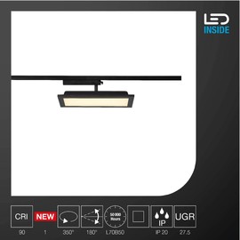 SLV 1 Phase System Light Panel Track / Spotlight, LED Spotlight, Ceiling Light, Rail System, Indoor Lighting / 3000 K 18 W 1800 lm Black
