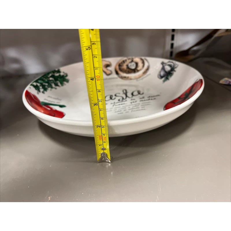 KLOC White Porcelain Pasta Serving Bowl 11in Vegetable and Herb