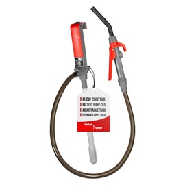 TERA PUMP 2nd Gen Multipurpose Battery Powered Fuel Transfer Pump With Lever Action Style Nozzle - Telescopic Suction Tube for Various Containers - Faster Transfer at 2.6 Gallon Per Minute