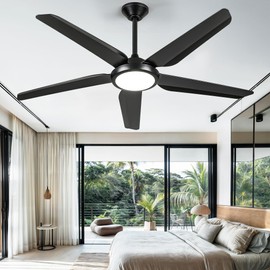 DWVO Ceiling Fan with Light, 54" Ceiling Fan with Remote, Tri-Color Temperature, 5 Blade Ceiling Fans Reversible 6 Speeds w/Quiet DC Motor for Bedroom, Living Room, Dining Room
