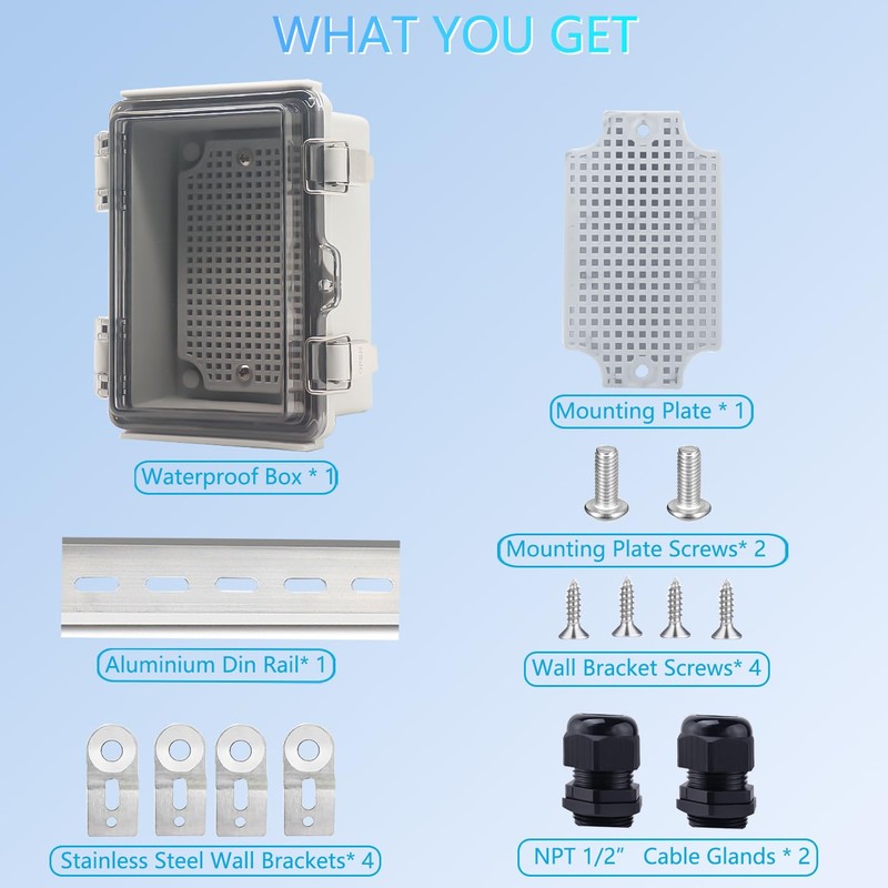LuSumtly Waterproof Junction Box, ABS Plastic Electrical Box with Stainless