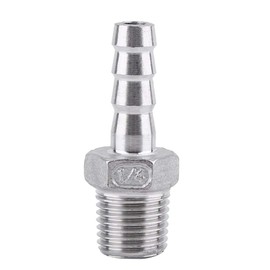 SS304 Male Thread Pipe Fitting Barb Hose Tail Connector Stainless Steel BSP(1/4*8mm)