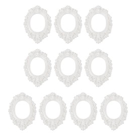 sourcing map 10pcs Vintage Resin Picture Frames, Mini Tiny Photo Frame Rectangle Jewelry Display Prop for DIY Table Top Photography Wedding Decor, White, 0.9 x 0.8