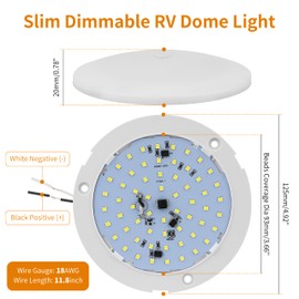 RVZONE RV Lights Interior, 5 Inch RV LED Ceiling Puck Light Dimmable 12 Volt LED Lights, 12V RV Puck Lights Led 4.5W Milky Frosted RV Ceiling Dome Light for Camper Van Trailer Boat