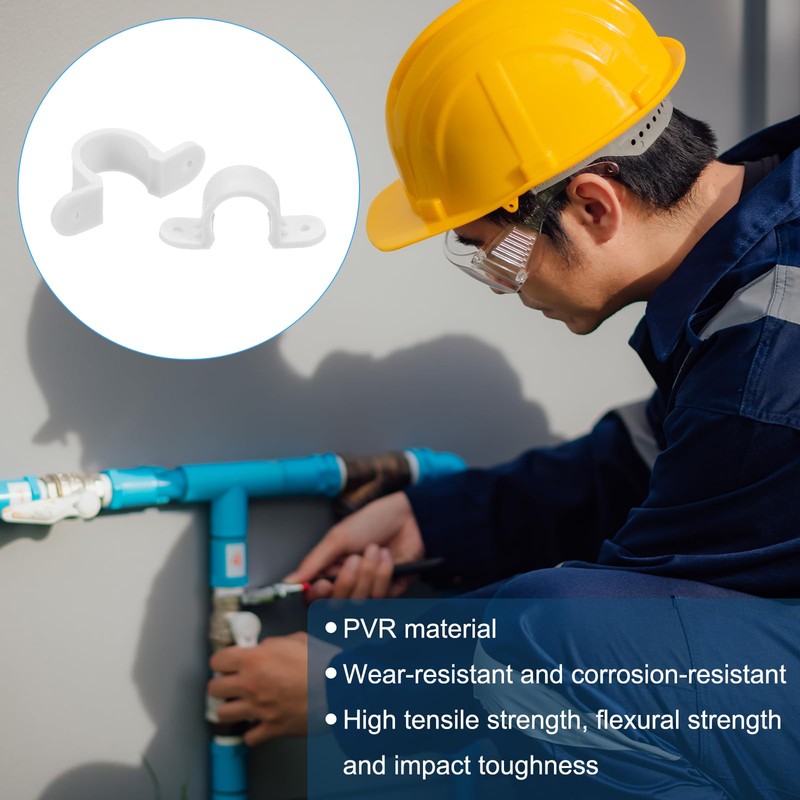 sourcing map 30Pcs PVC Pipe Straps, 16mm(5/8") Plastic Conduit Strap