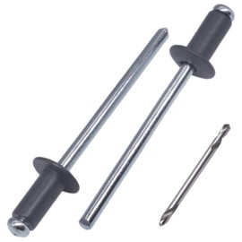 SKIR'CO (100 pcs) Painted Blind Rivets 4.0 x 8 mm, Aluminium Pop Rivets, Drill Bit Included (Anthracite Grey RAL 7016)