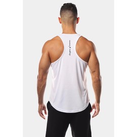 Jed North Men's Quick Dry Microfiber Bodybuilding Stringer Tank Top Weight-Training Y-Back Racerback,White,Small