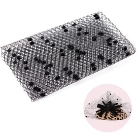 OLYCRAFT 1M Black Veil Neting Fabrics with Small Ball 200mm Wide Bridal Wedding Veil Net Birdcage Veil Netting Fascinator Millinery Netting Fabric for Bride's Headdress Veil Making
