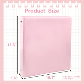 1 Inch 3 Ring Binder with Pockets​​ - 6 Pack Binders Bulk for US Letter Size Paper, Multicolor for Office, Home,Work,School Use(Pink Binder)