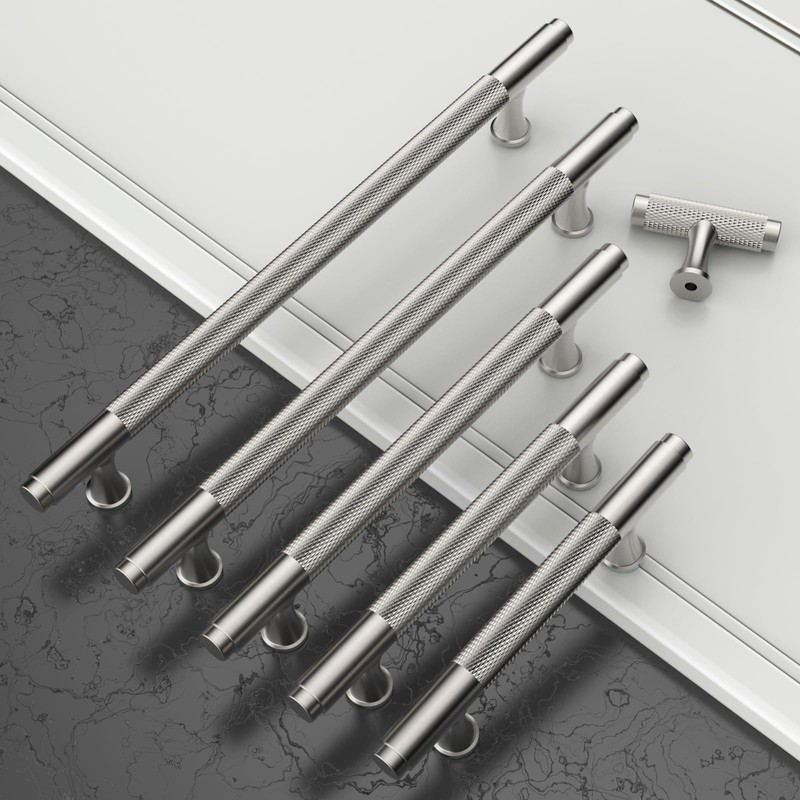 Asidrama 10 Pack 5 Inch(128mm) Knurled Brushed Satin Nickel Kitchen