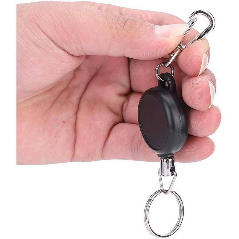 Llavero retráctil de acero inoxidable de 60 cm, cuerda de