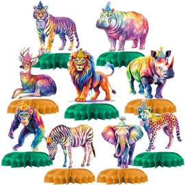 9PCS Safari Birthday Decorations Jungle Theme Party Decorations Watercolor Wild Animals Baby Shower Decorations Safari Centerpieces for Tables Baby Shower Centerpieces for Tables Boy Party Supplies