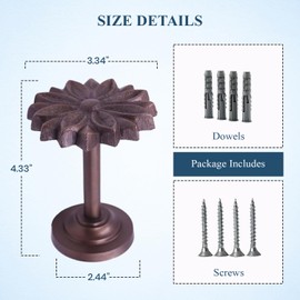 The Metal Magician Wall Mounted Floral Curtain Holdbacks (Pack of 4) - Boho Flowery Curtain Holders for Living Room, Bedroom, Office Drapes - Farmhouse Tiebacks for Curtains (Antique Brass Blossom)