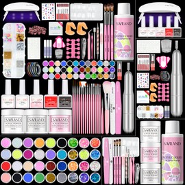 Saviland Acrylic Nail Kit with Drill and U V Light – Clear White Pink Acrylic Powder Acrylic Liquid Black Red White Gel Nail Polish Nail Tools Acrylic Nail Kit for Nail Art Acrylic Nails Gel Nails DIY