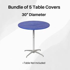 Kwik-Covers 30" Round Fitted Plastic Table Covers, Bundle of 5 (Royal Blue)