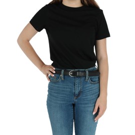 Women's Leather 1 1/8 Inch Dress Belt, L, Black