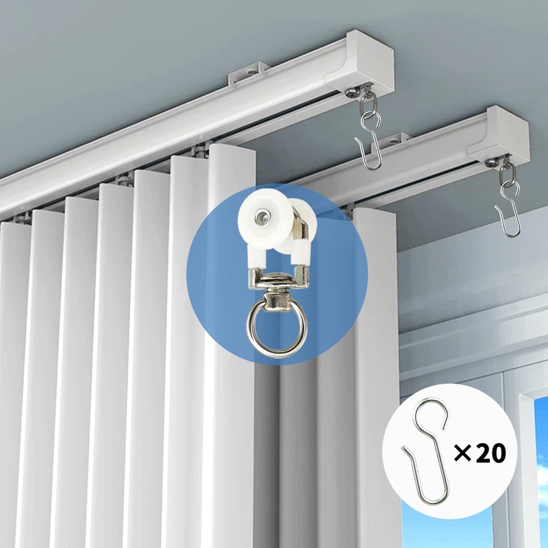 TSBS 20 Pack Ceiling Curtain Rollers, Sliding Track Gliders with