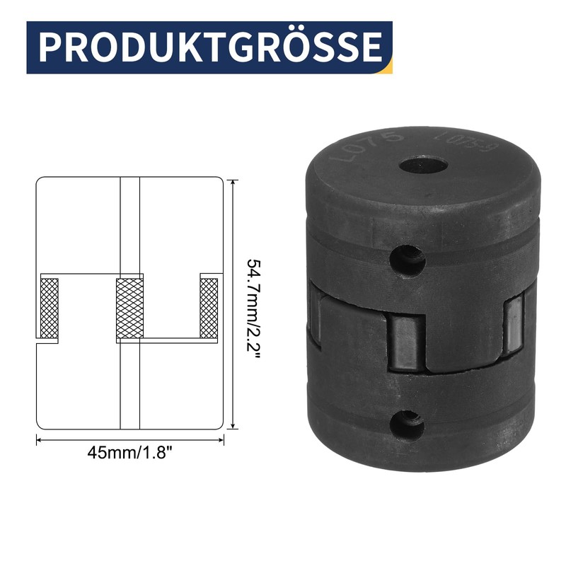sourcing map 3/8" L075 Flexible 3-Piece L-Jaw Coupling Coupler Set