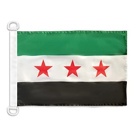 AZ FLAG Free Syrian Army Nautical Flag 30 x 45 cm For Outdoor and Boat, Army of Syria Banner Knitted Polyester with Two Plastic Rings, 18'' x 12''