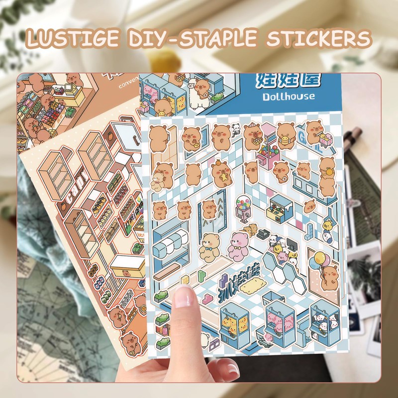 6 Set Sticker Scene Sticker 3D Scene Stickers 3D House