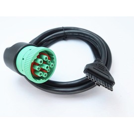 HLND Green 9-Pin J1939 to 10-Pin Cable for PT30 ELD Logbook, DOT-Compliant ECM Connection, Compatible with Freightliner, Kenworth & Most Heavy-Duty Trucks