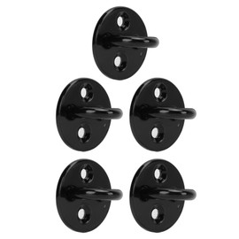 Alomejor 5-Piece Eyelet Plate, Thickened Wall Anchor, Black Stainless Steel, Reinforced Load Capacity, Heavy Duty Pad, Eye Plate, Eye Hook