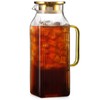 2 Liter/68 oz Square Glass Pitcher with Lid, Classic Stripes