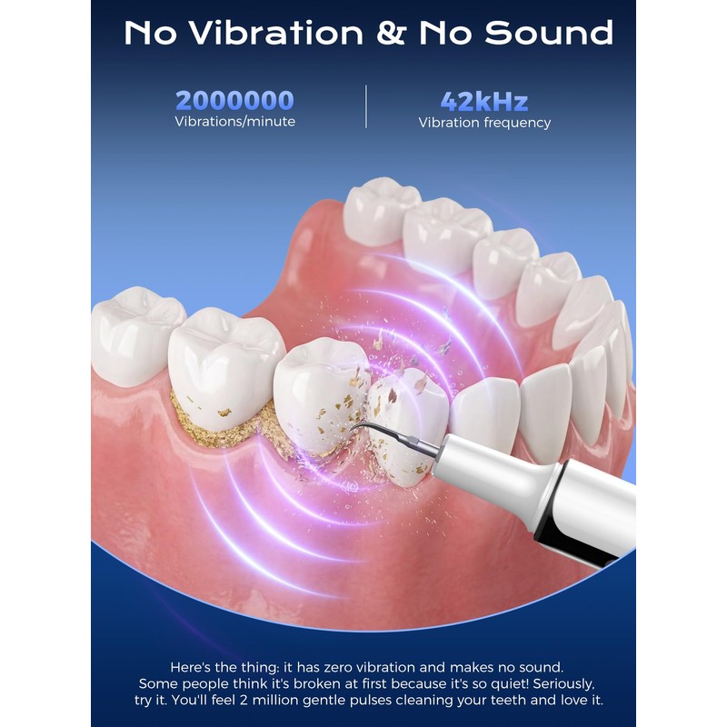 Ultrasonic Plaque Remover for Teeth - 42kHz Tartar Remover with