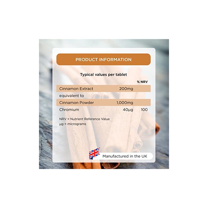 Healthspan Cinnamon 1,000mg | 120 Tablets | Added Chromium |