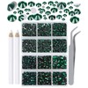 LPBeads 6000 Pieces Emerald Non Hotfix Rhinestones 6 Sizes Round