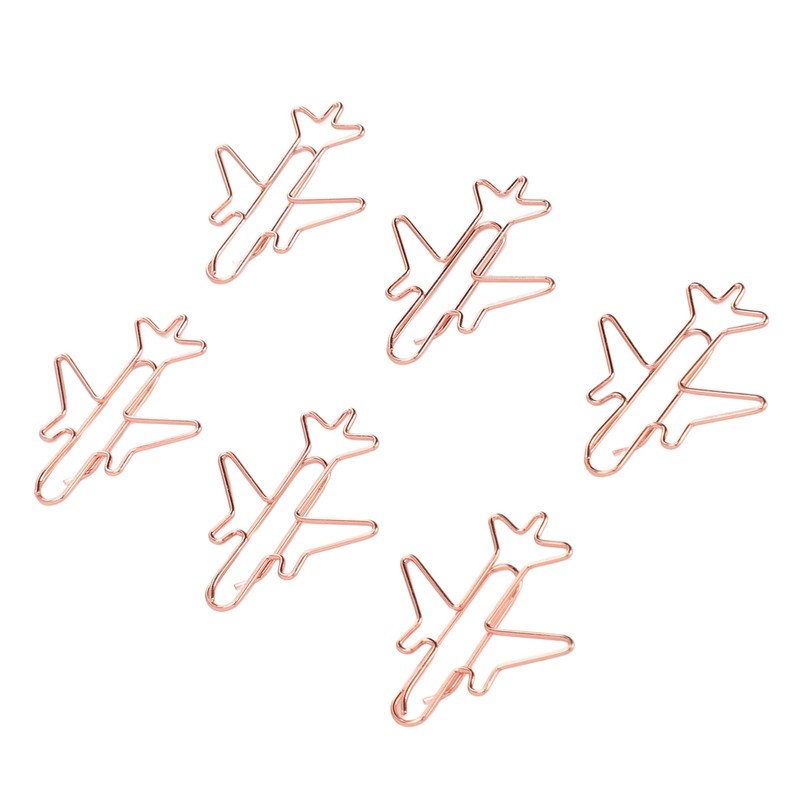 80pcs Airplane Shaped Paper Clips Rose Gold Prevent Rust Plane