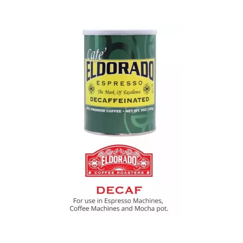 CAN Café Eldorado Espresso – Ground, 9 oz Can Decaf