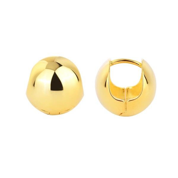Golden Plated Ball Huggie Hoop Earrings for Women Round Balls