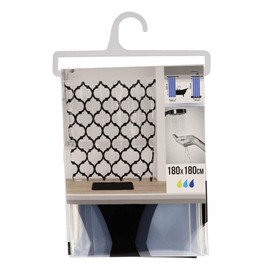 EVIDECO French Home Goods Transparent PEVA Shower Curtain Design - 71x71 Inches (Black Arabesque Design)