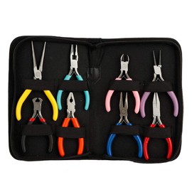 8Pcs / Set Mini Pinzas De Acero Coloridas Largas / Redondas / Pinzas De Punta Plana Fabricación De Joyas Herramienta De Bricolaje, Bisutería De Abalorios Fabricación De Suministros, Fabricación De Joy