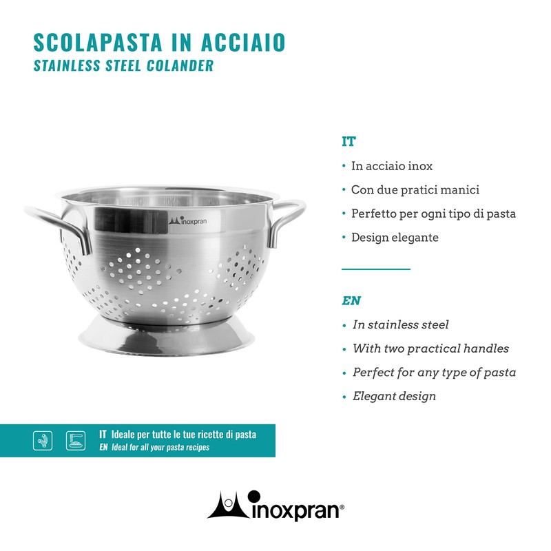 INOXPRAN - Stainless Steel Strainer - Professional Strainer with Handles