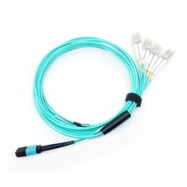 Karono MPO/MTP Fanout Patch Cable, MPO/MTP to 8 x LC (4 Duplex), 40GbE QSFP 40GBase-SR4, OM3 Breakout Fiber Optic Cable - Aqua, 5M(16.5ft)