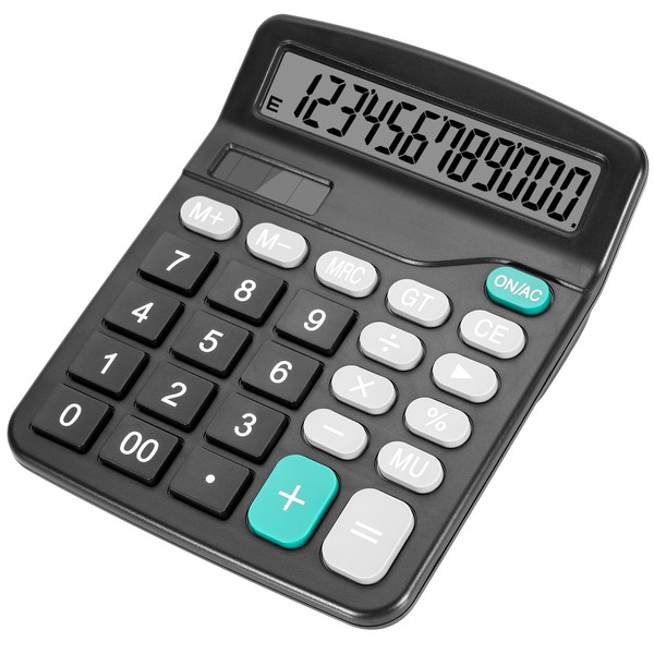 DANRONG Desktop Calculator with Big Buttons, Dual Power Source, Solar