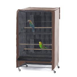 PONY DANCE Pets Product Universal Birdcage Cover Blackout & Breathable Birdcage Cover for Pet Sleep & Rest, Large, Khaki, 35 L x 25 W x 47 in H