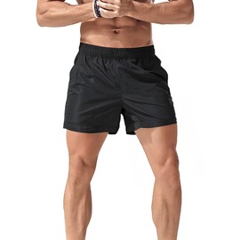 JEEING GEAR Men's Running Shorts 5 Inch Lightweight Athletic Shorts Quick Dry with Breathable Mesh Backside, Black, Medium