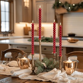 LPUSA Red Tall Taper Candles Stick Dripless Unscented Dinner Spiral Candle for Holiday Wedding Party Wax Unscented Dinner Candle Dripless,Christmas Gift H 10 Inch, 4pcs（Red-C）