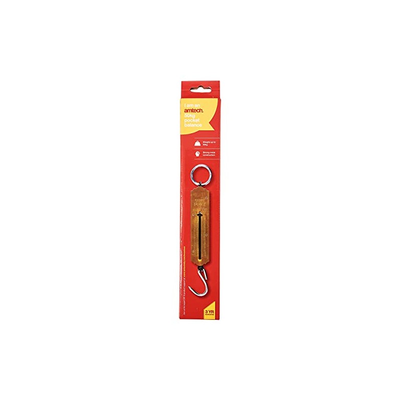 Amtech 50kg Pocket Balance, Heavy-Duty Spring Scale with 500g Increments,
