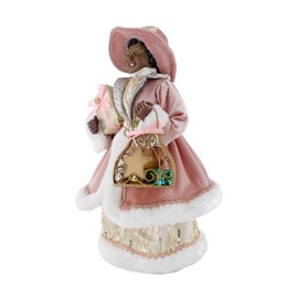Windy Hill Collection Rose Gold Elegance Ethnic African American Mrs. Claus 16" Inch Mrs. Santa Claus Standing Figurine Decoration 164064A